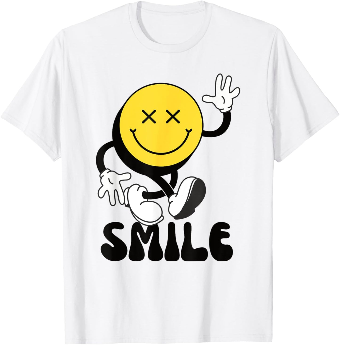 70s Yellow Smile Face Shirt Cute Happy Peace Smiling Face T-Shirt - T-Shirt | White