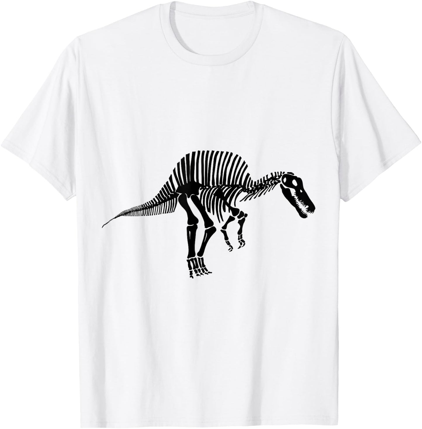 Spinosaurus Dinosaur Fossil Skeleton (Black Logo Design) T-Shirt - T-Shirt | White