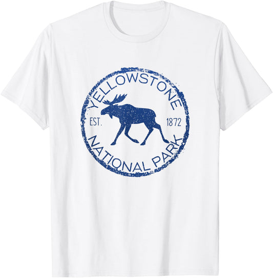 Moose Design Yellowstone National Park Souvenir Hiker's T-Shirt - T-Shirt | White