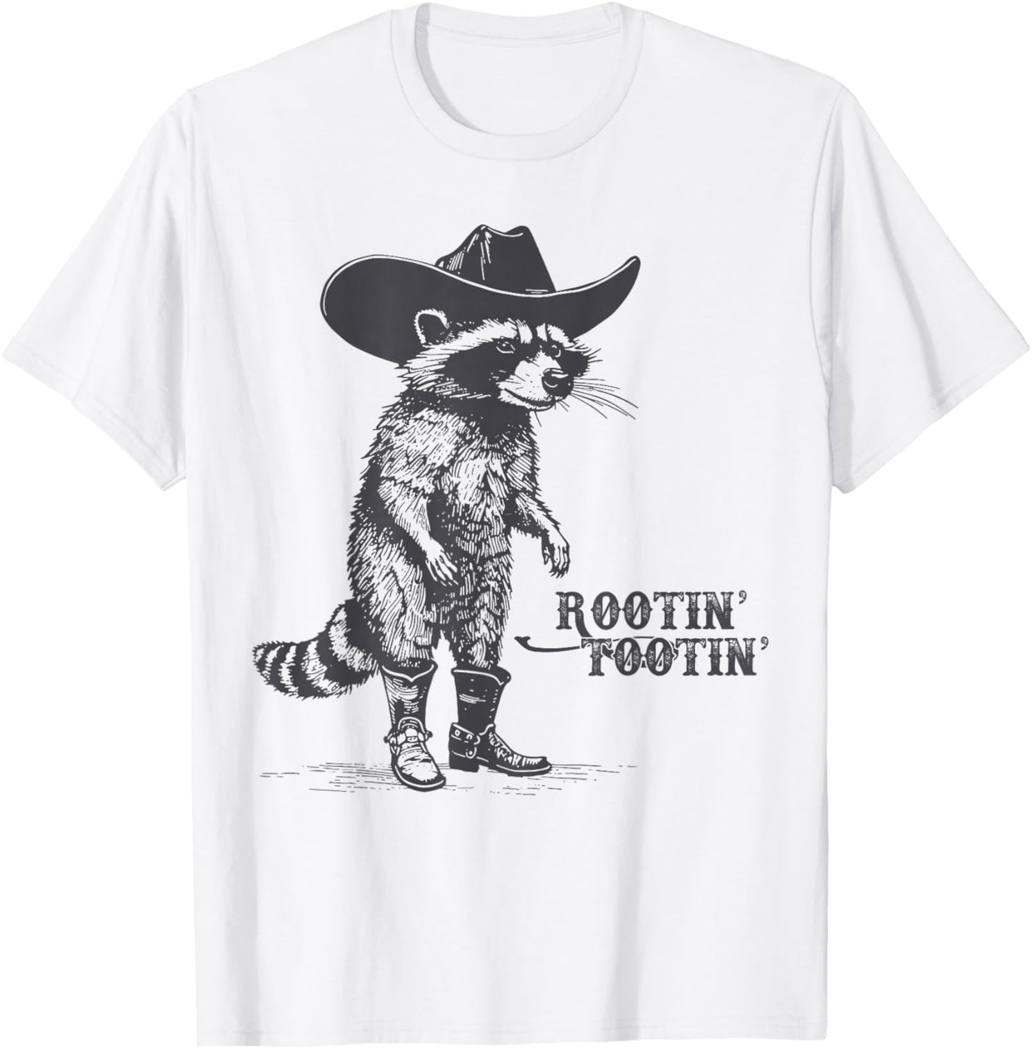 Rootin Tootin Vintage Raccoon Cowboy Cowgirl Trash Panda T-Shirt - T-Shirt | White
