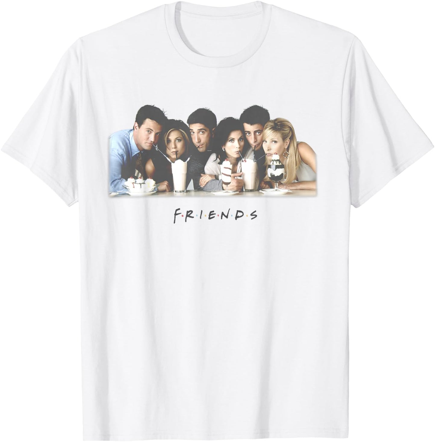 Friends Group Shot Milkshake Logo T-Shirt - T-Shirt | White