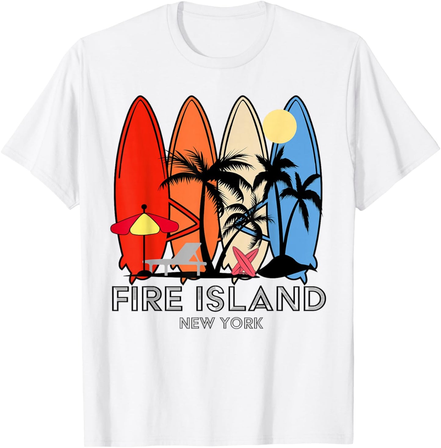 Fire Island New York Retro Surfer Vintage T-Shirt - T-Shirt | White