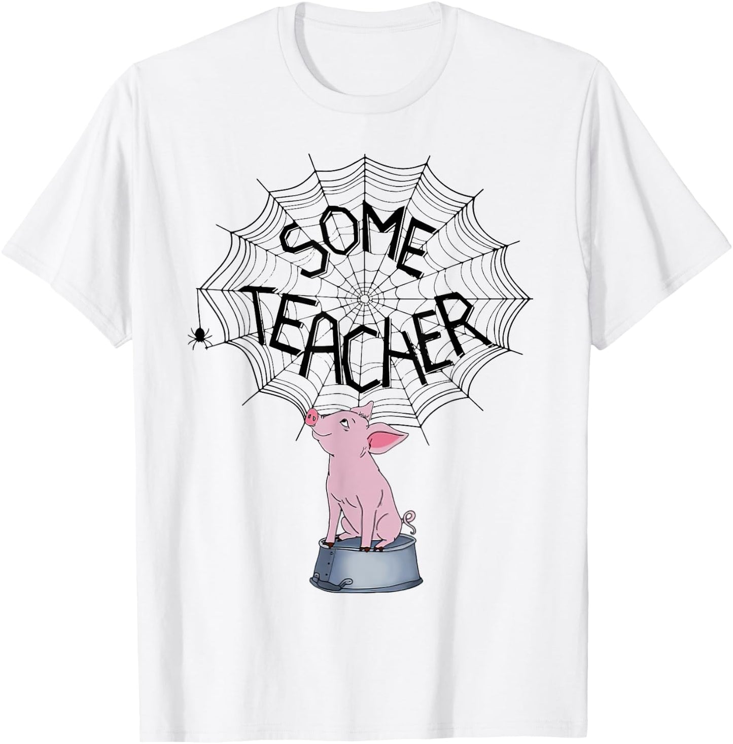 Some Teacher SpiderWeb Funny Pig Reading Books Lovers Women T-Shirt - T-Shirt | White