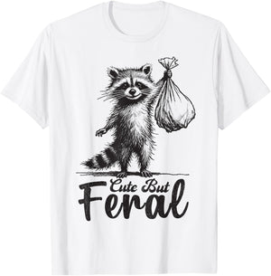 Cute But Feral Panda Raccoon Costume Funny Raccoon Trash T-Shirt - T-Shirt | White