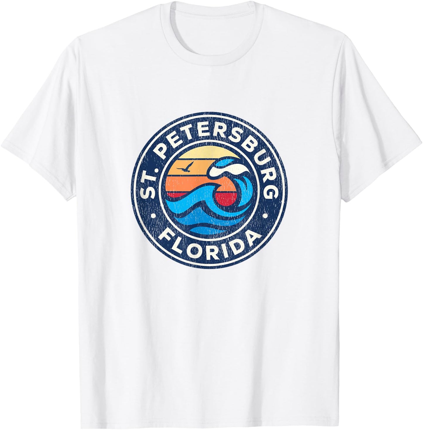 St. Petersburg Florida FL Vintage Nautical Waves Design T-Shirt - T-Shirt | White