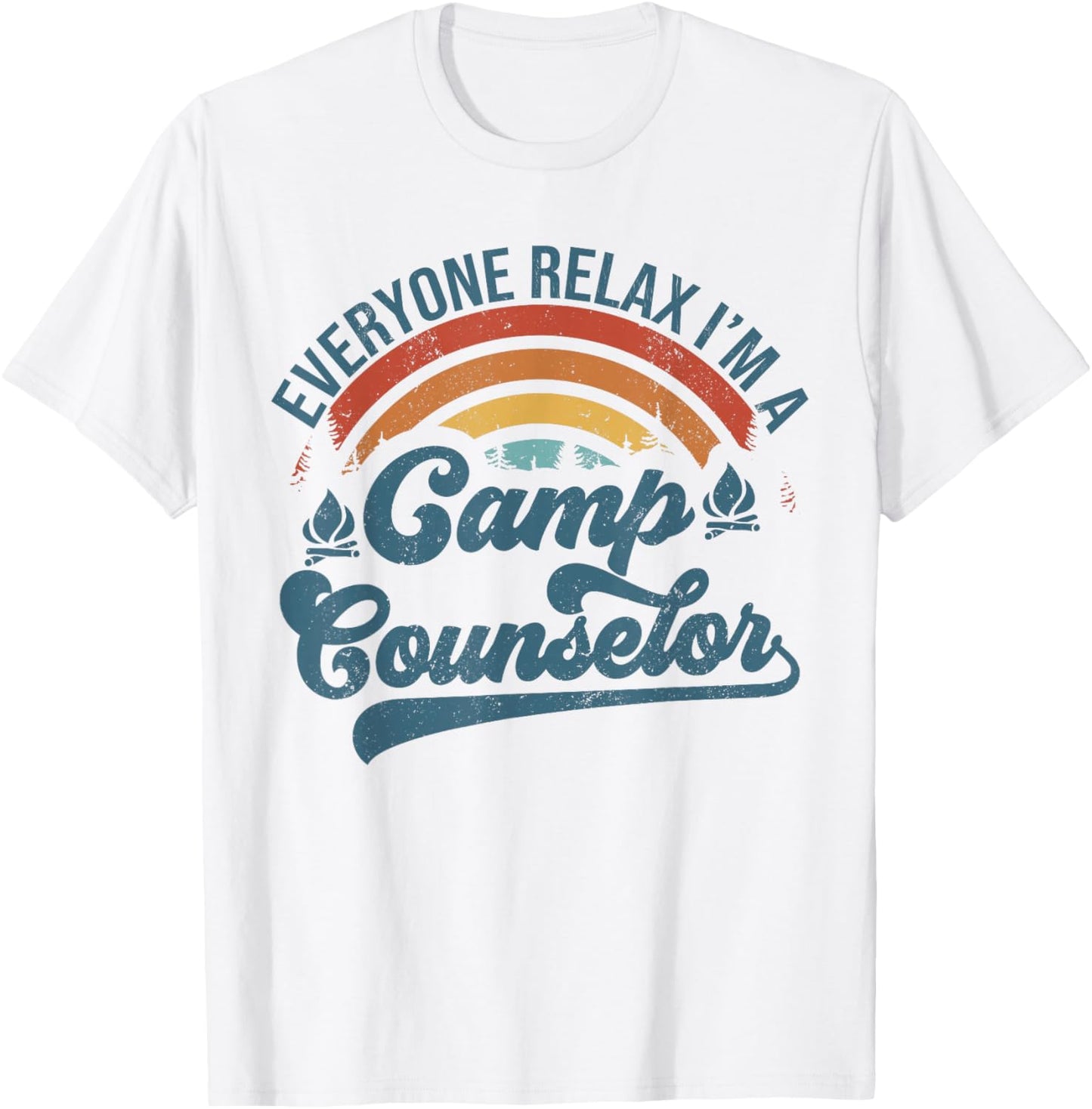 Everyone Relax I'm A Camp Counselor Retro Camp Counselor T-Shirt - T-Shirt | White