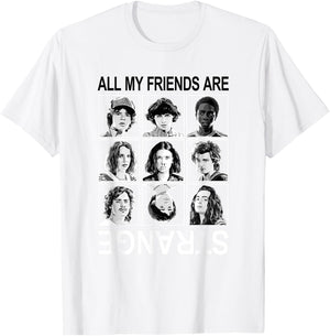 Stranger Things All My Friends are Strange Group Shot Panels T-Shirt - T-Shirt | White