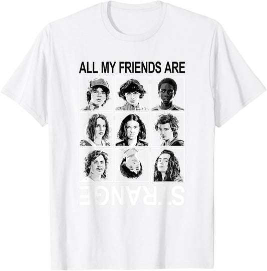 Stranger Things All My Friends are Strange Group Shot Panels T-Shirt - T-Shirt | White