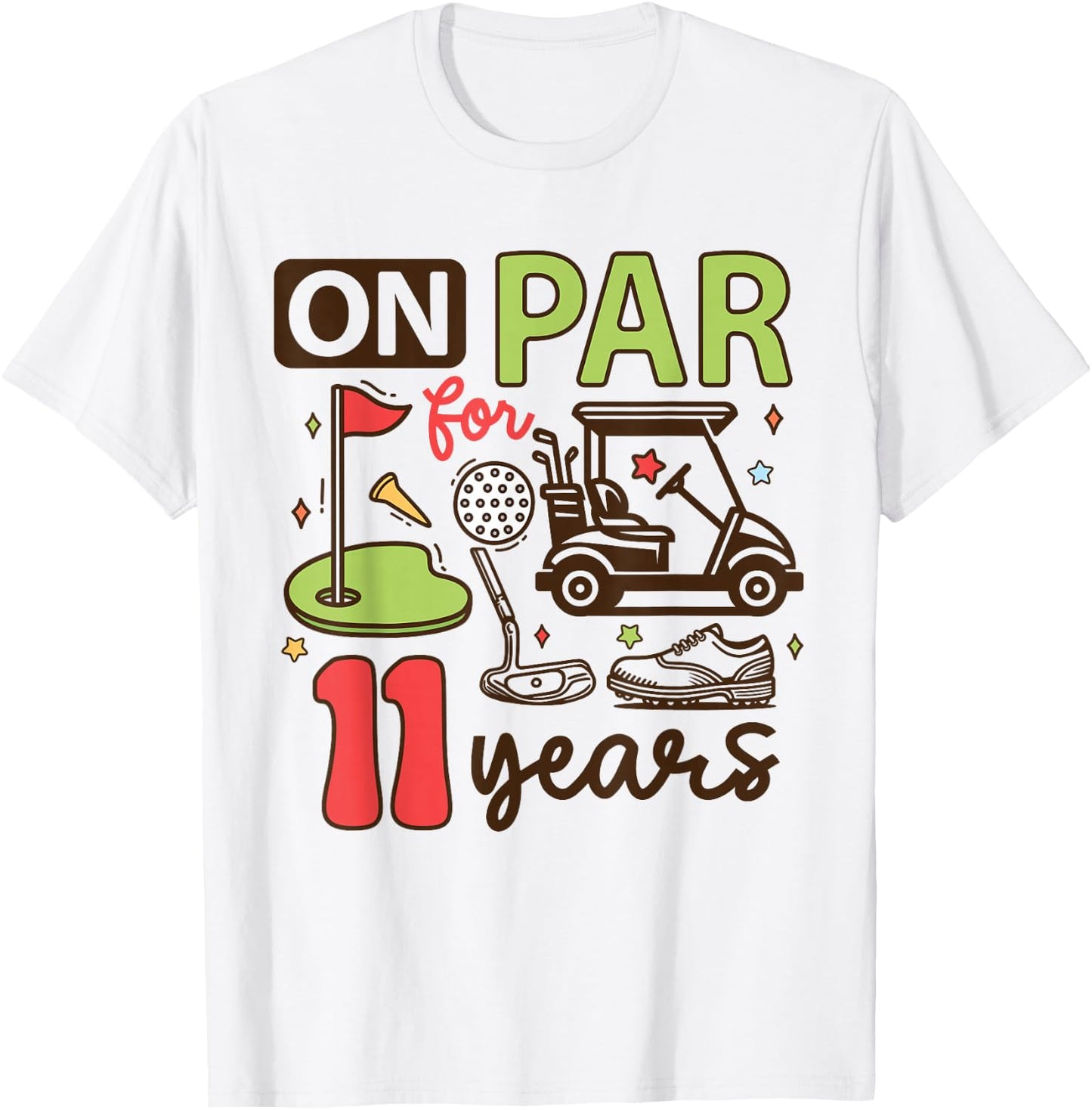 Funny 11th Birthday Golf Shirt 11 Years Old Golfer Kids Boys T-Shirt - T-Shirt | White