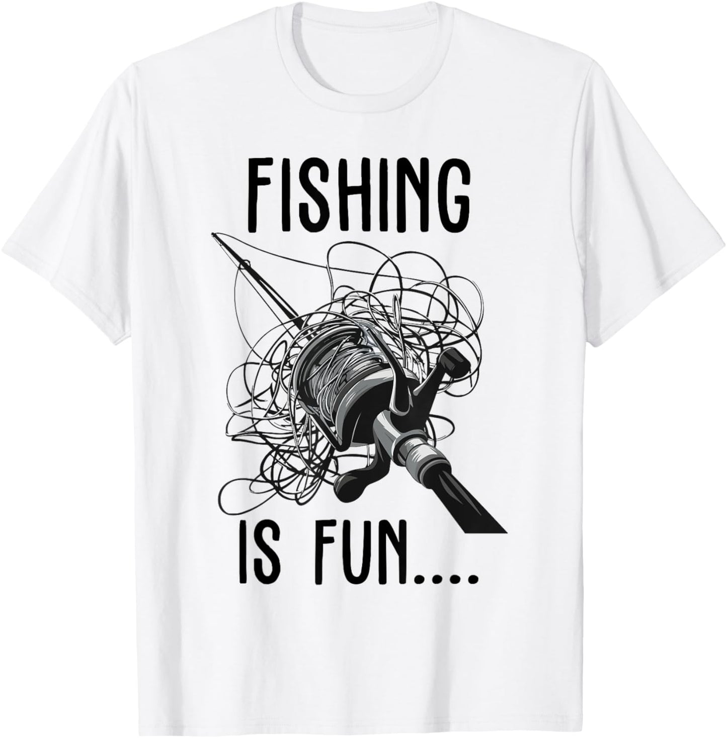 Fishing is Fun Funny Outdoor Fishing Bird's Nest T-Shirt - T-Shirt | White