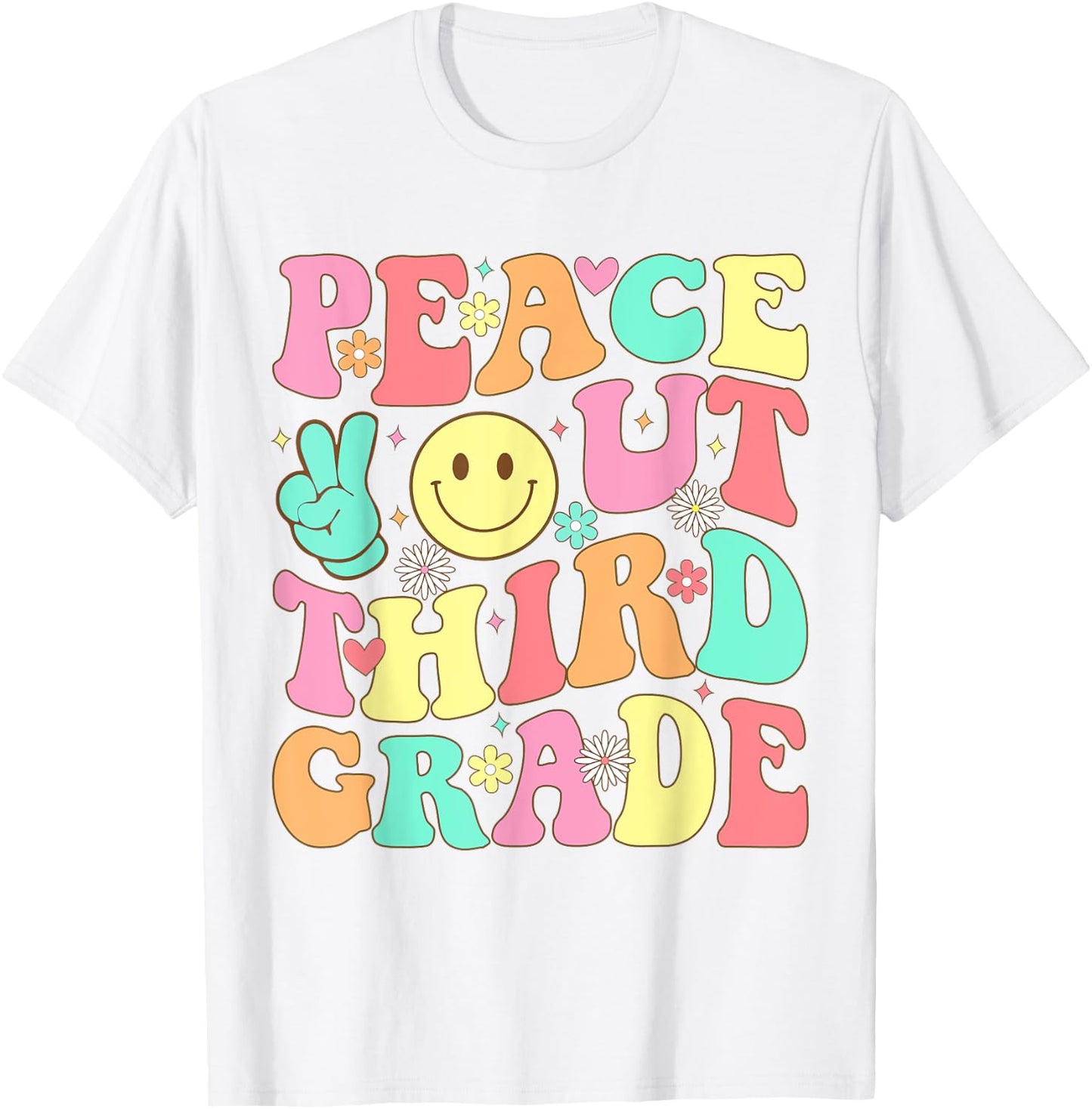 Peace Out Third Grade Groovy 3rd Grade Last day of school T-Shirt - T-Shirt | White