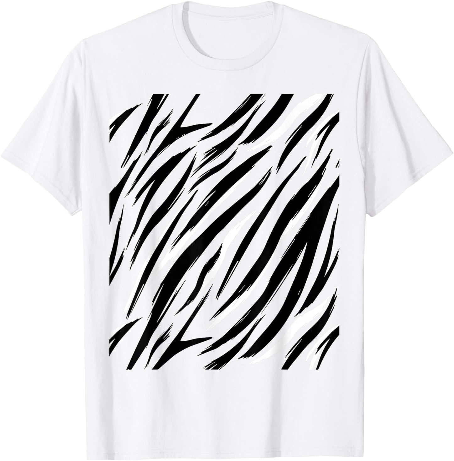 Tiger Print Stripes Animal Cute Easy Halloween Costume T-Shirt - T-Shirt | White