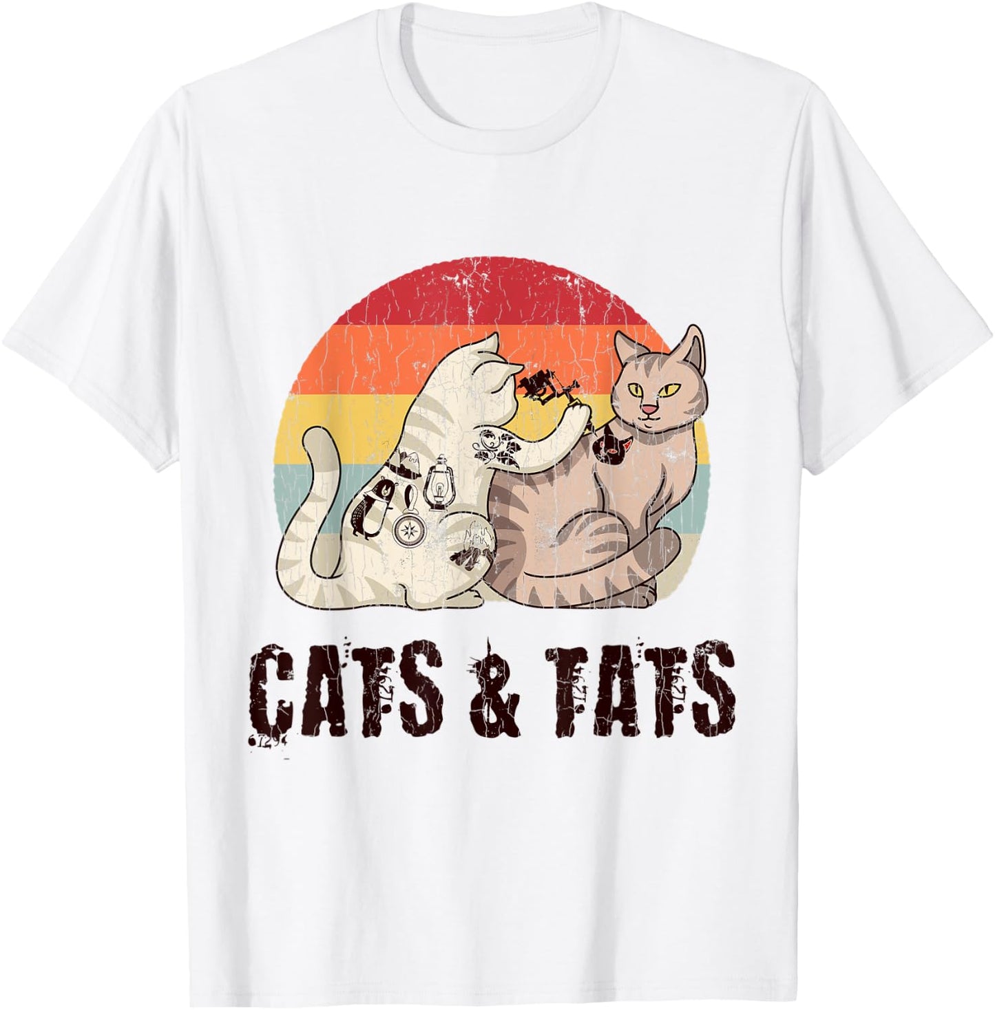 Cats And Tats Tattoo Cute Funny Gift T-Shirt - T-Shirt | White