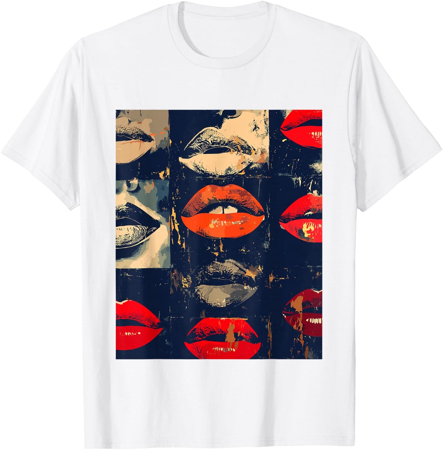 Beautiful Kissing Lips with Red Lipstick Men, Women, Girls T-Shirt - T-Shirt | White