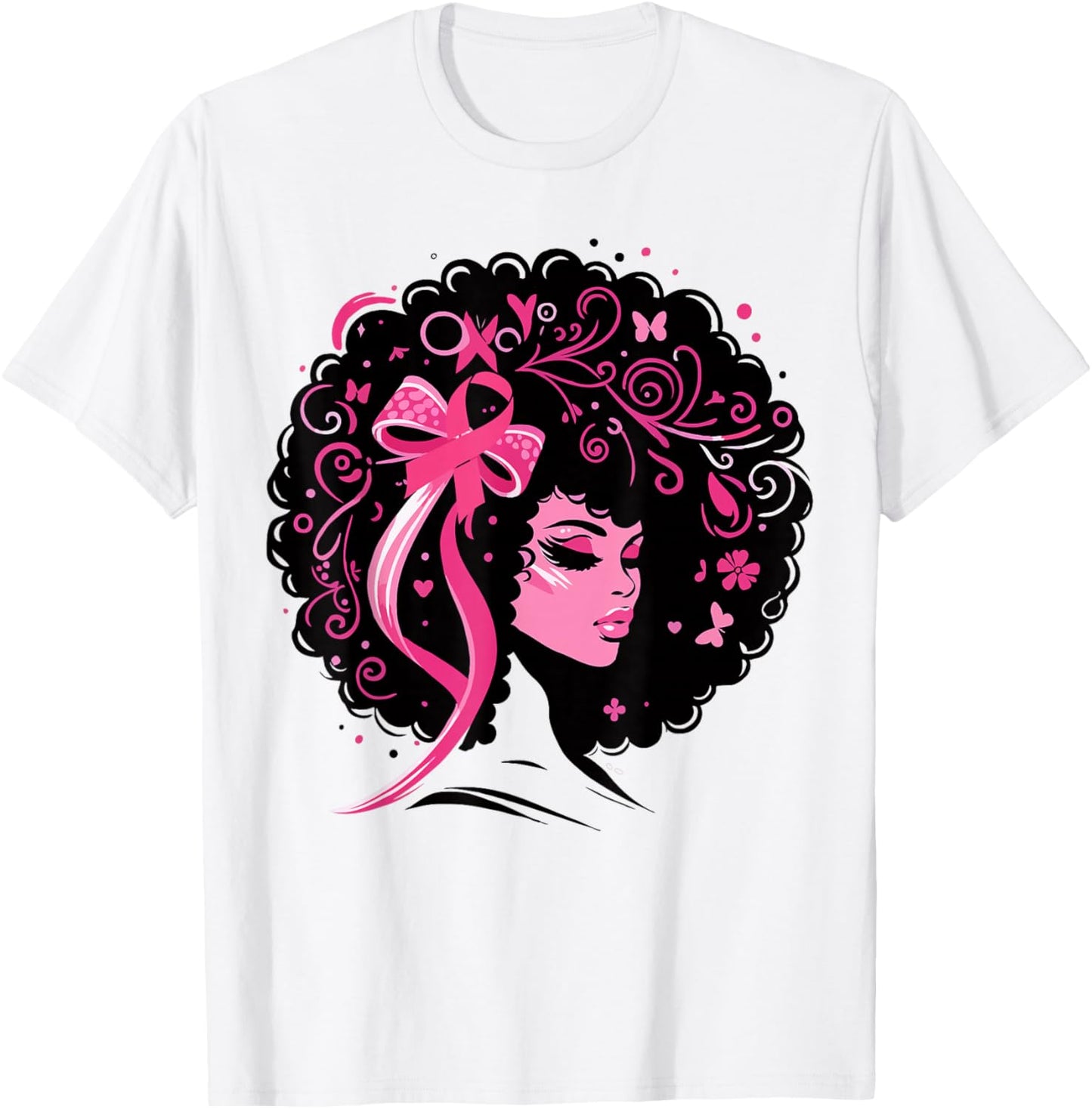 Breast Cancer Black African American Women Support Pink T-Shirt - T-Shirt | White