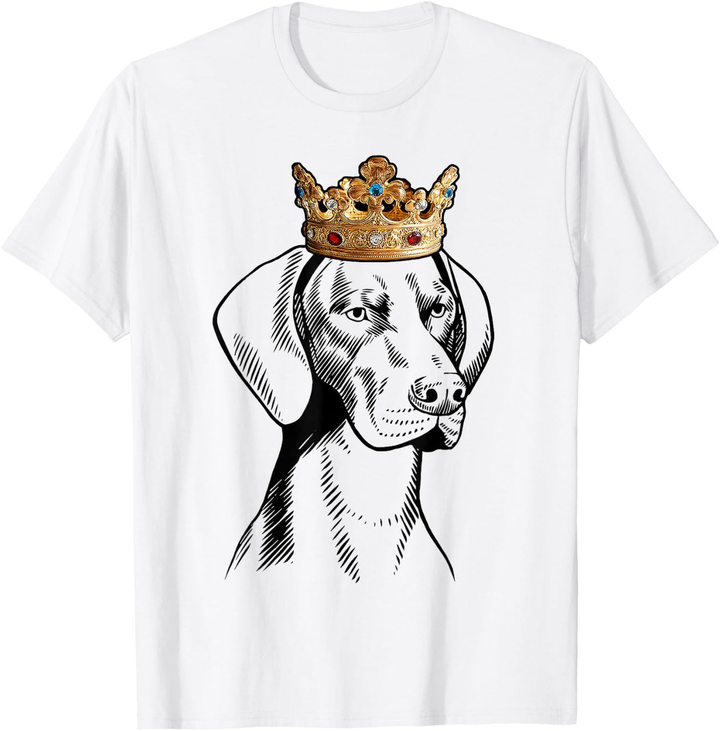 German Shorthaired Pointer Dog Wearing Crown T-Shirt - T-Shirt | White