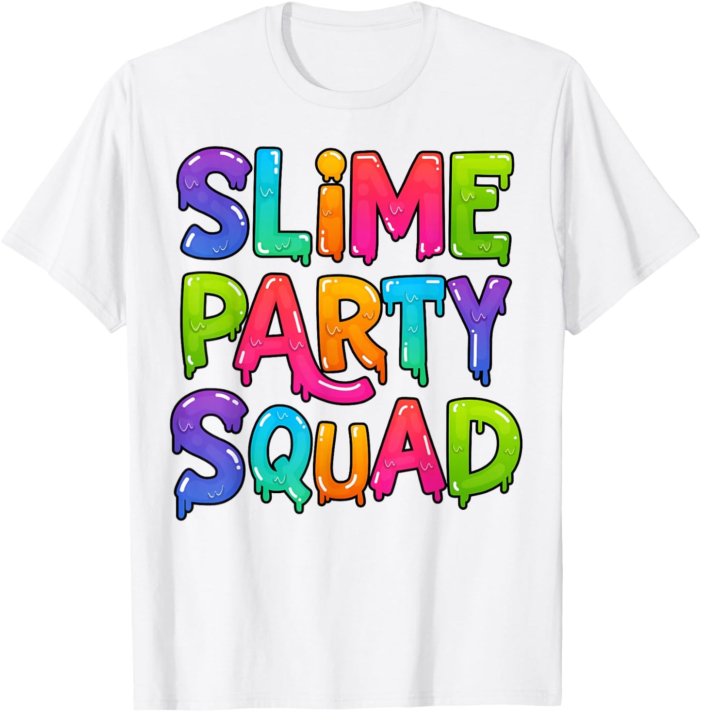Slime Party Squad Funny Kids Boys Girls Birthday Matching T-Shirt - T-Shirt | White