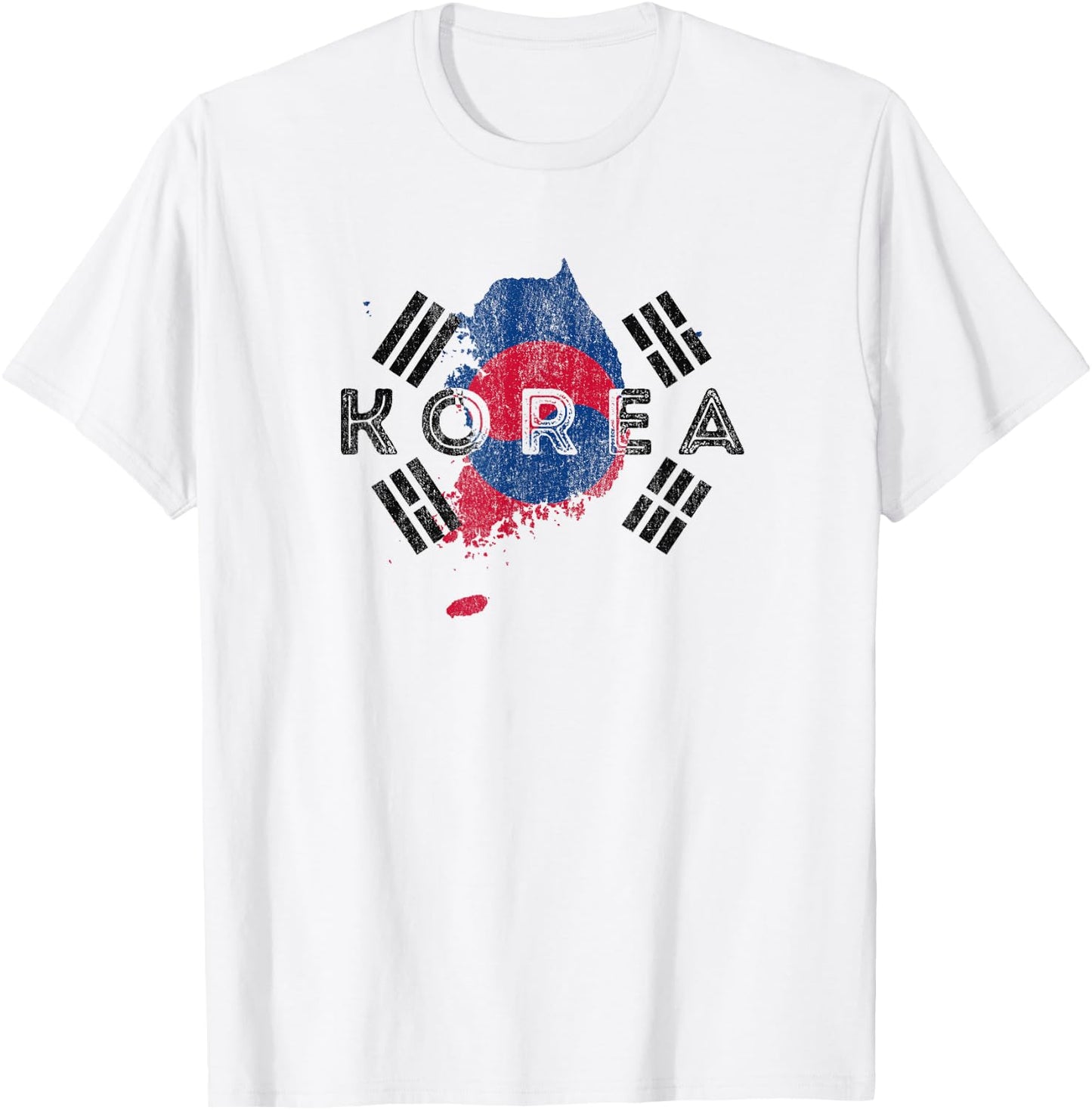 Korean Map and Flag - Unique Korea Word Art Souvenir T-Shirt - T-Shirt | White