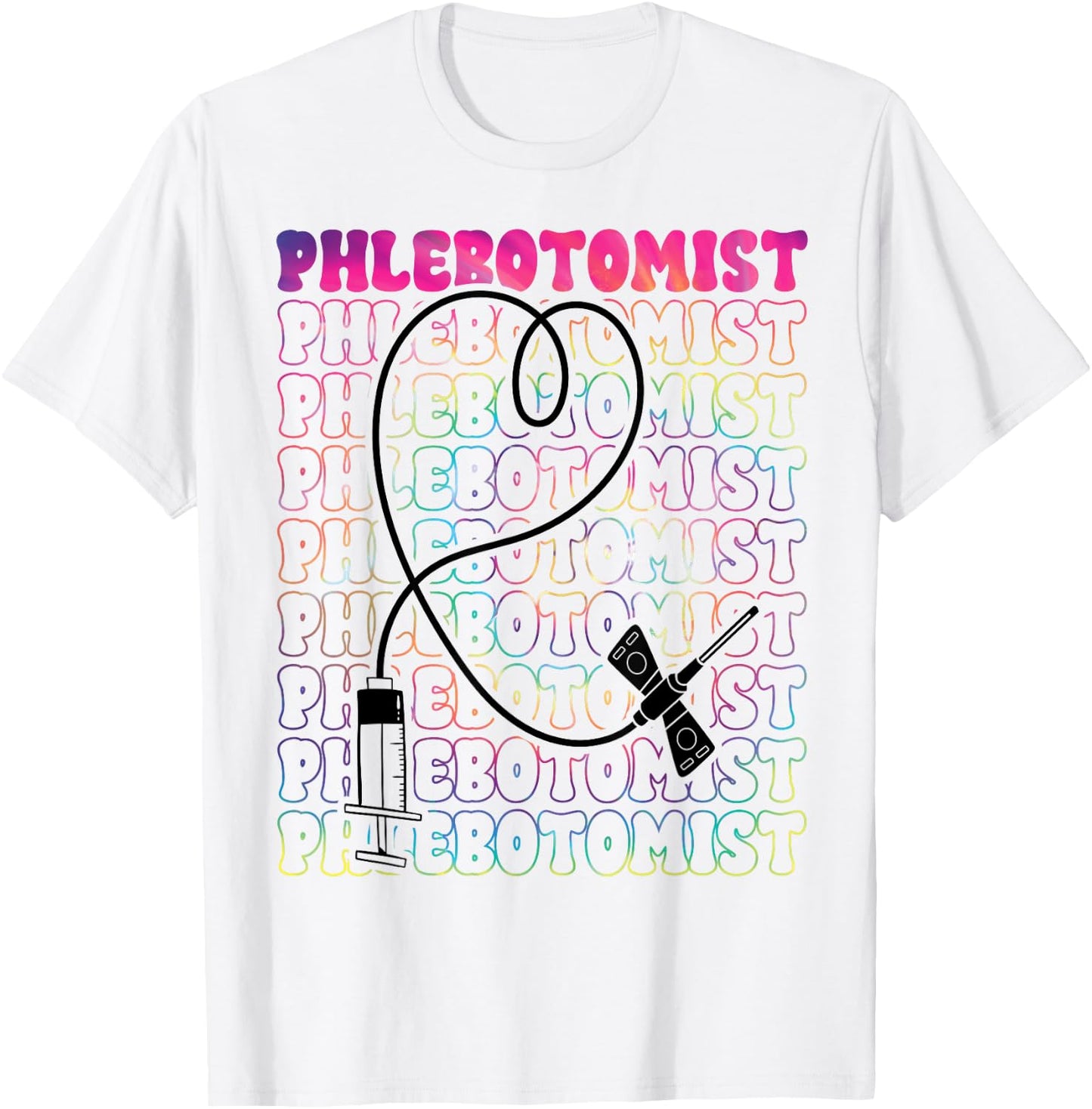 Phlebotomist Heart Tie Dye Phlebotomy Technician Tech Nurse T-Shirt - T-Shirt | White