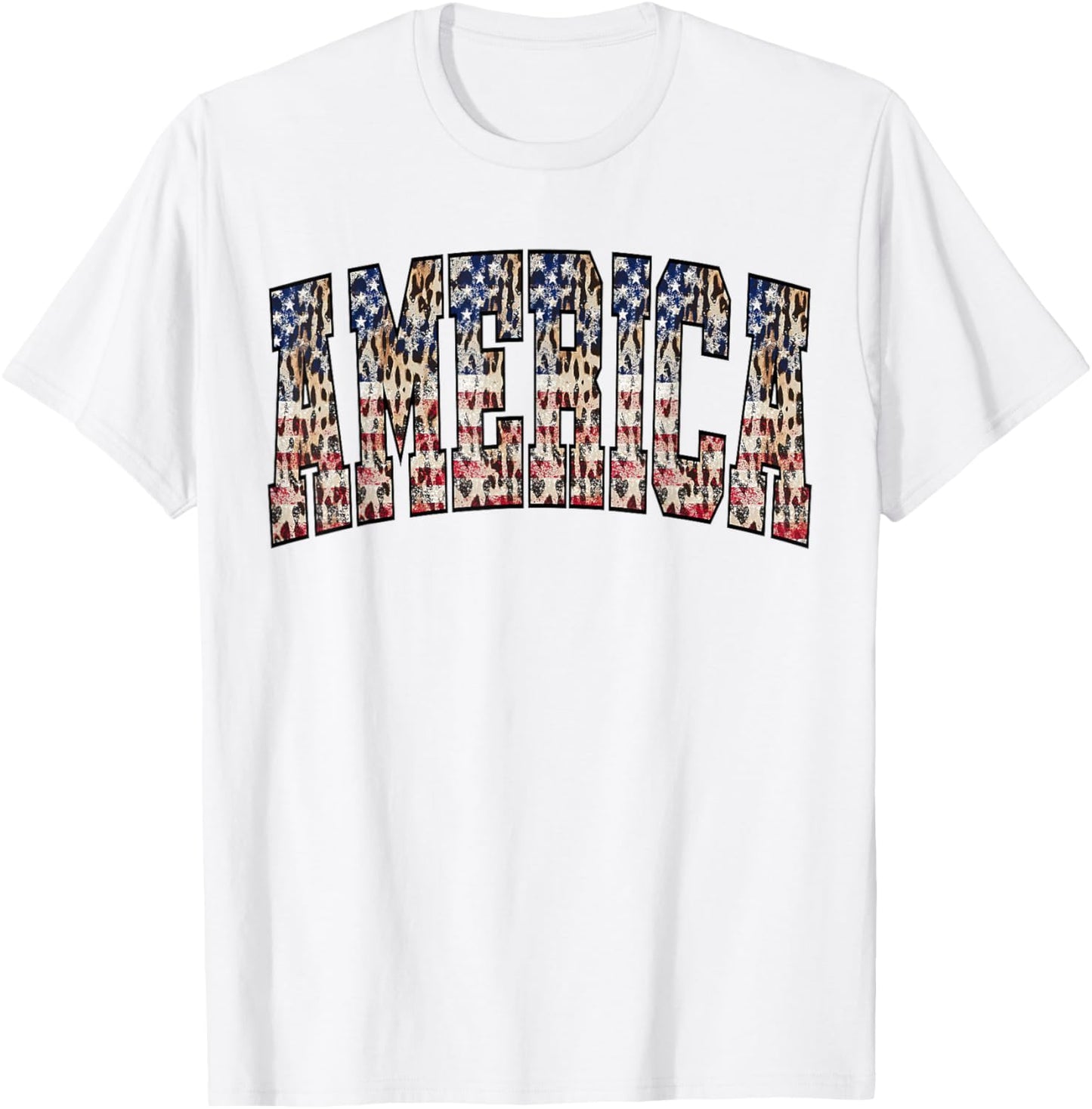 America Flag Leopard Tie Dye Patriotic 4th Of July T-Shirt - T-Shirt | White