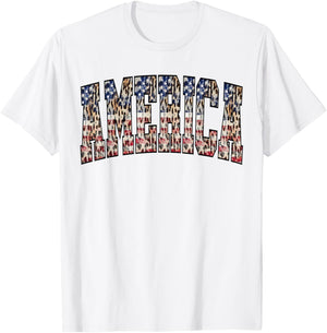 America Flag Leopard Tie Dye Patriotic 4th Of July T-Shirt - T-Shirt | White