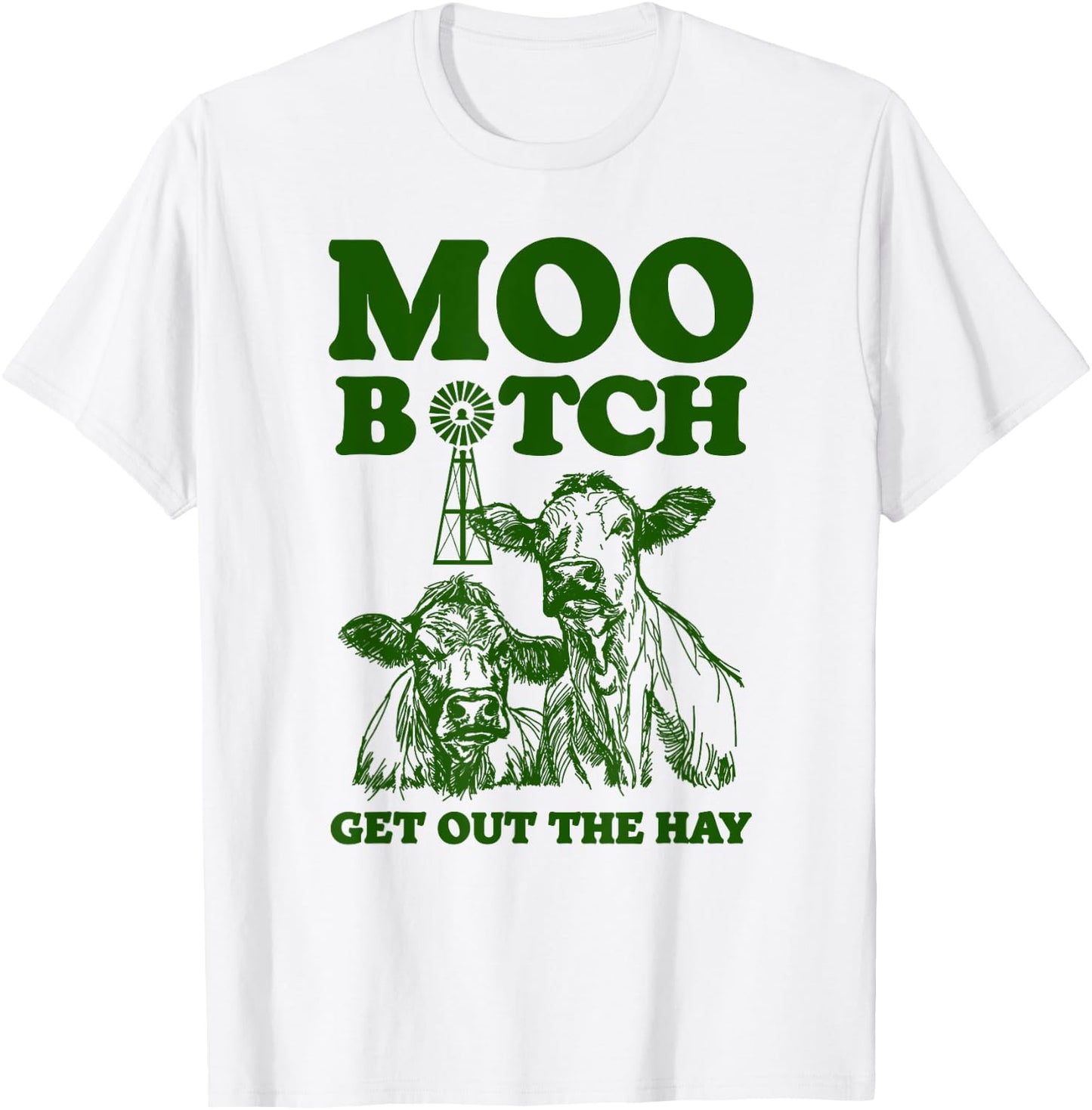 Moo Bitch Get Out The Hay Funny Cow Pun Rap Hip Hop T-Shirt - T-Shirt | White