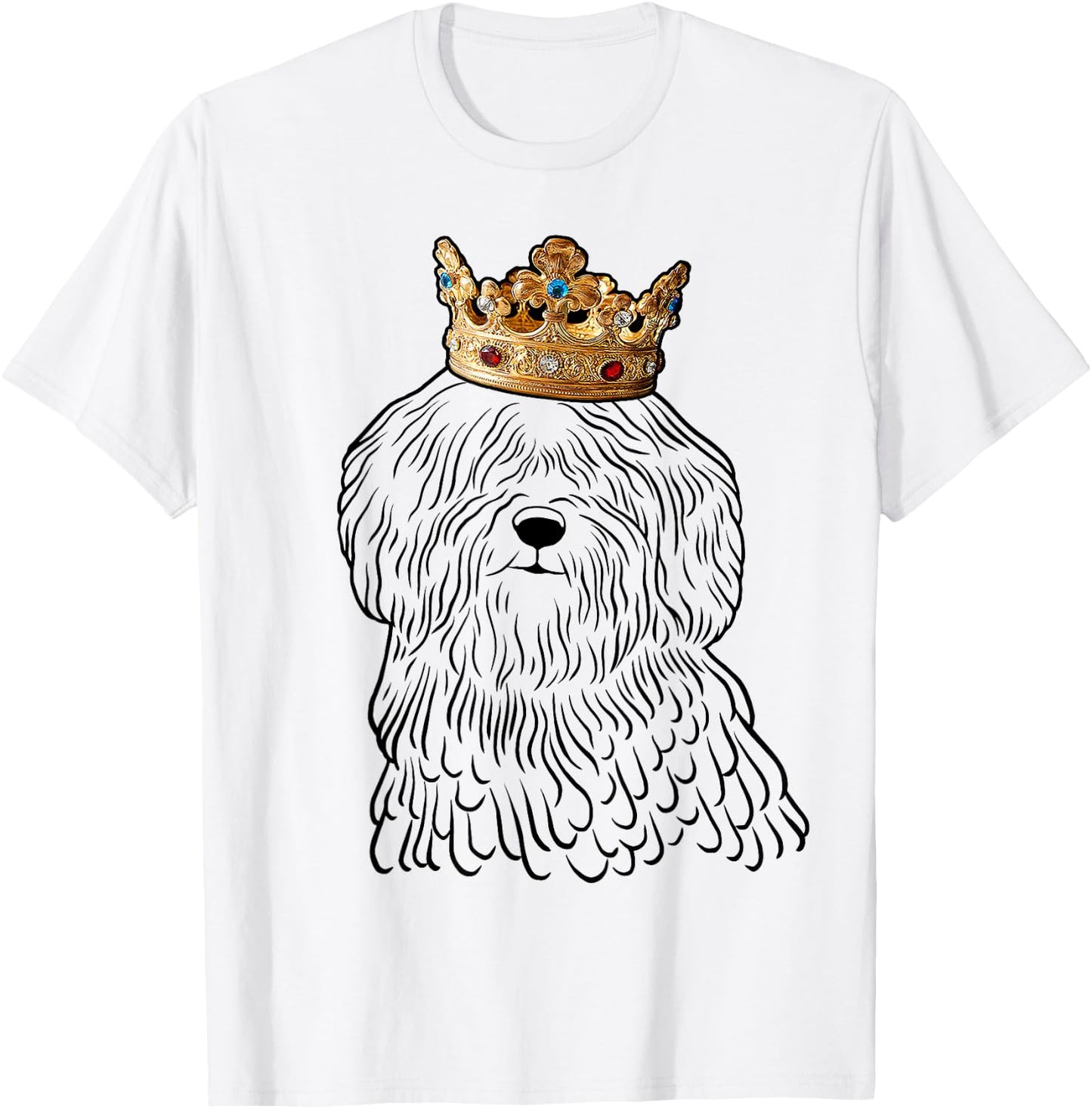 Puli Dog Wearing Crown T-Shirt - T-Shirt | White