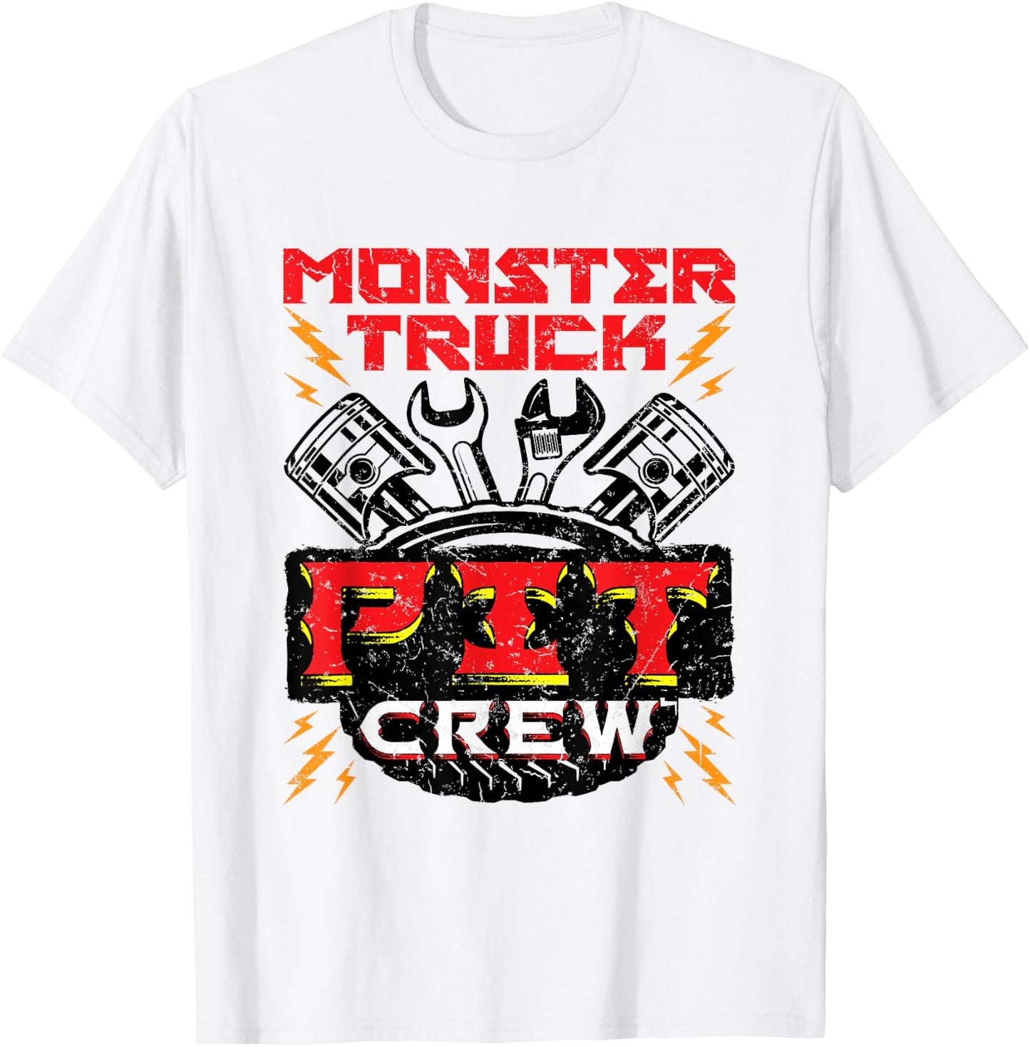 Monster Truck Pit Crew Men Boys Jam Rally T-Shirt - T-Shirt | White