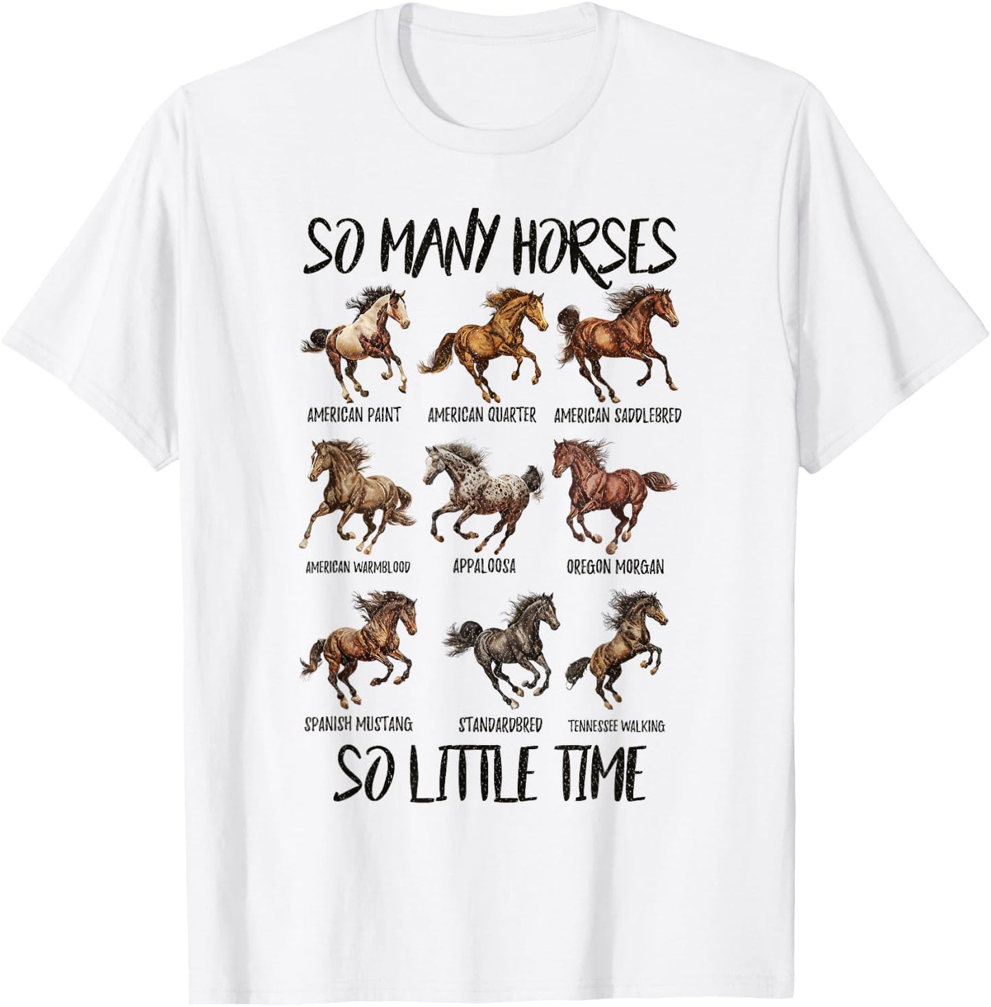 Vintage Retro So Many Horse So Little Time, Horseback Riding T-Shirt - T-Shirt | White