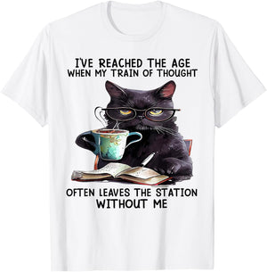 Cat I've Reached The Age When My Train of Thought T-Shirt - T-Shirt | White