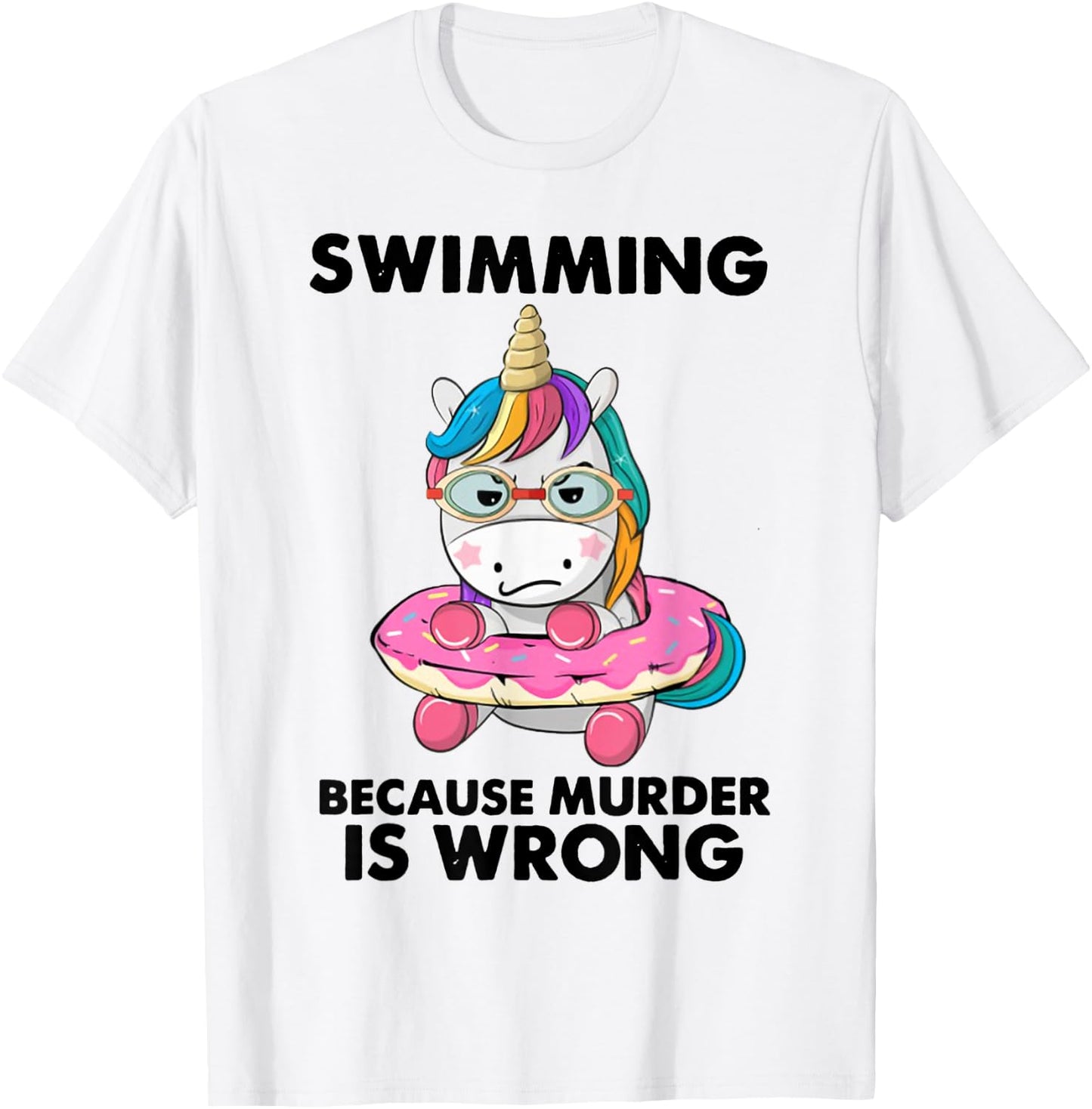 Swimming Because Murder Is Wrong Swimming Unicorn T-Shirt - T-Shirt | White