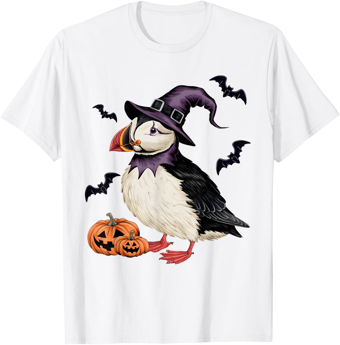 Puffin Bird Halloween Costume Scary Pumpkin Bat Witch T-Shirt - T-Shirt | White