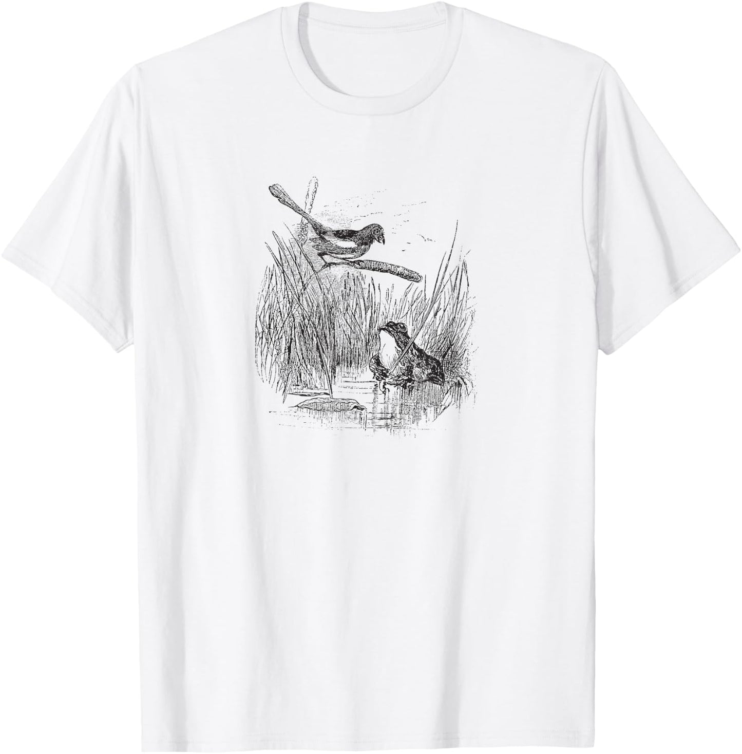 Vintage Frog and the Bird T-Shirt - T-Shirt | White