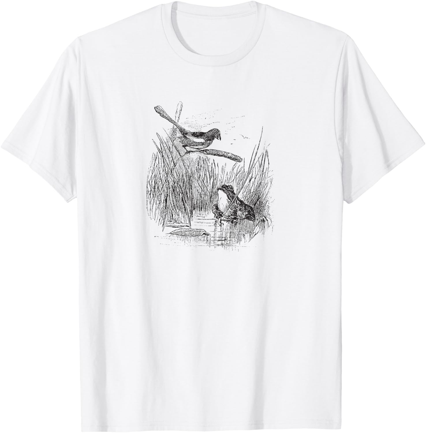Vintage Frog and the Bird T-Shirt - T-Shirt | White