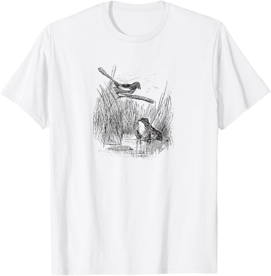 Vintage Frog and the Bird T-Shirt - T-Shirt | White