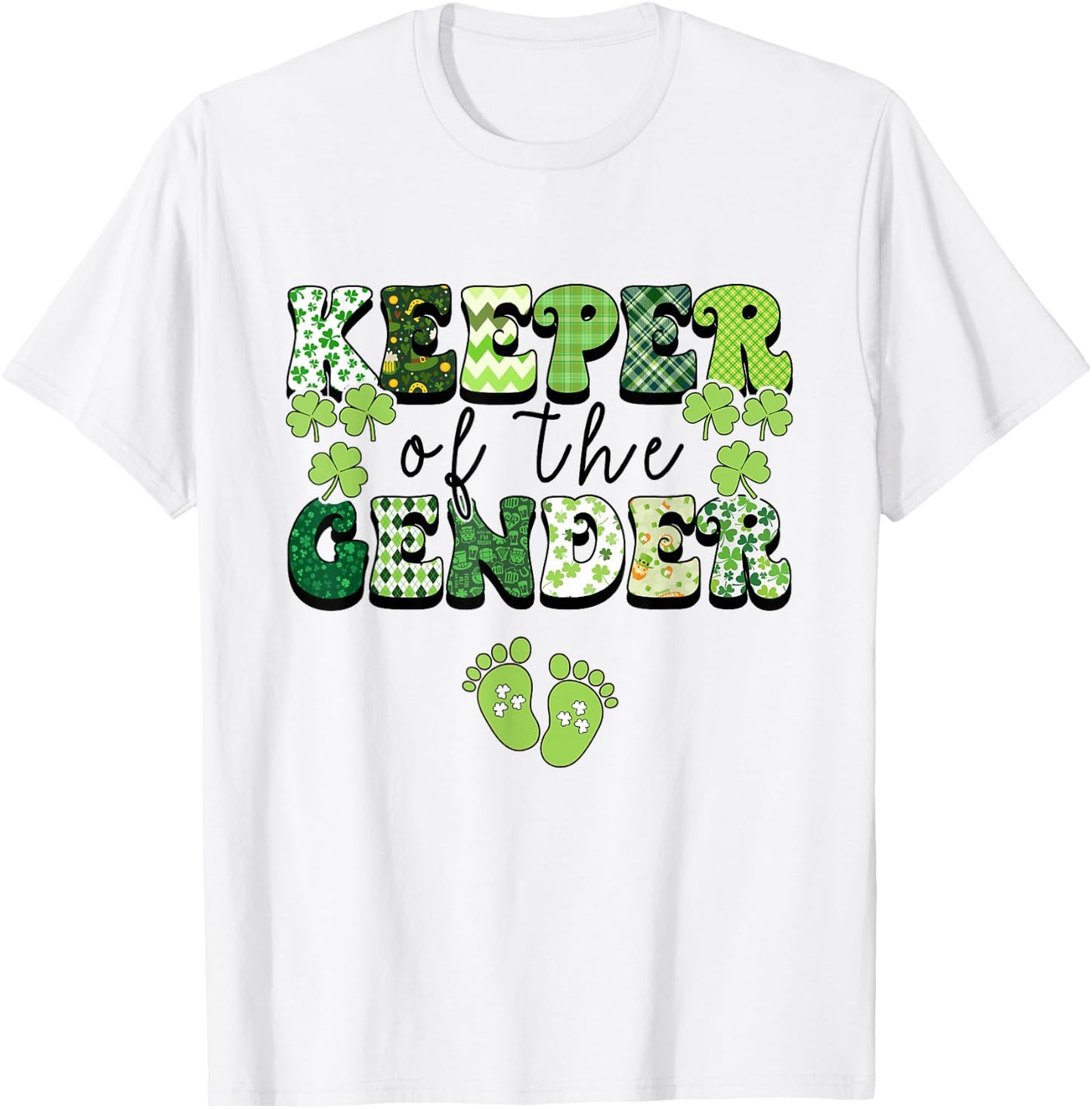 Keeper Of The Gender Reveal Baby Pregnancy St Patrick's Day T-Shirt - T-Shirt | White