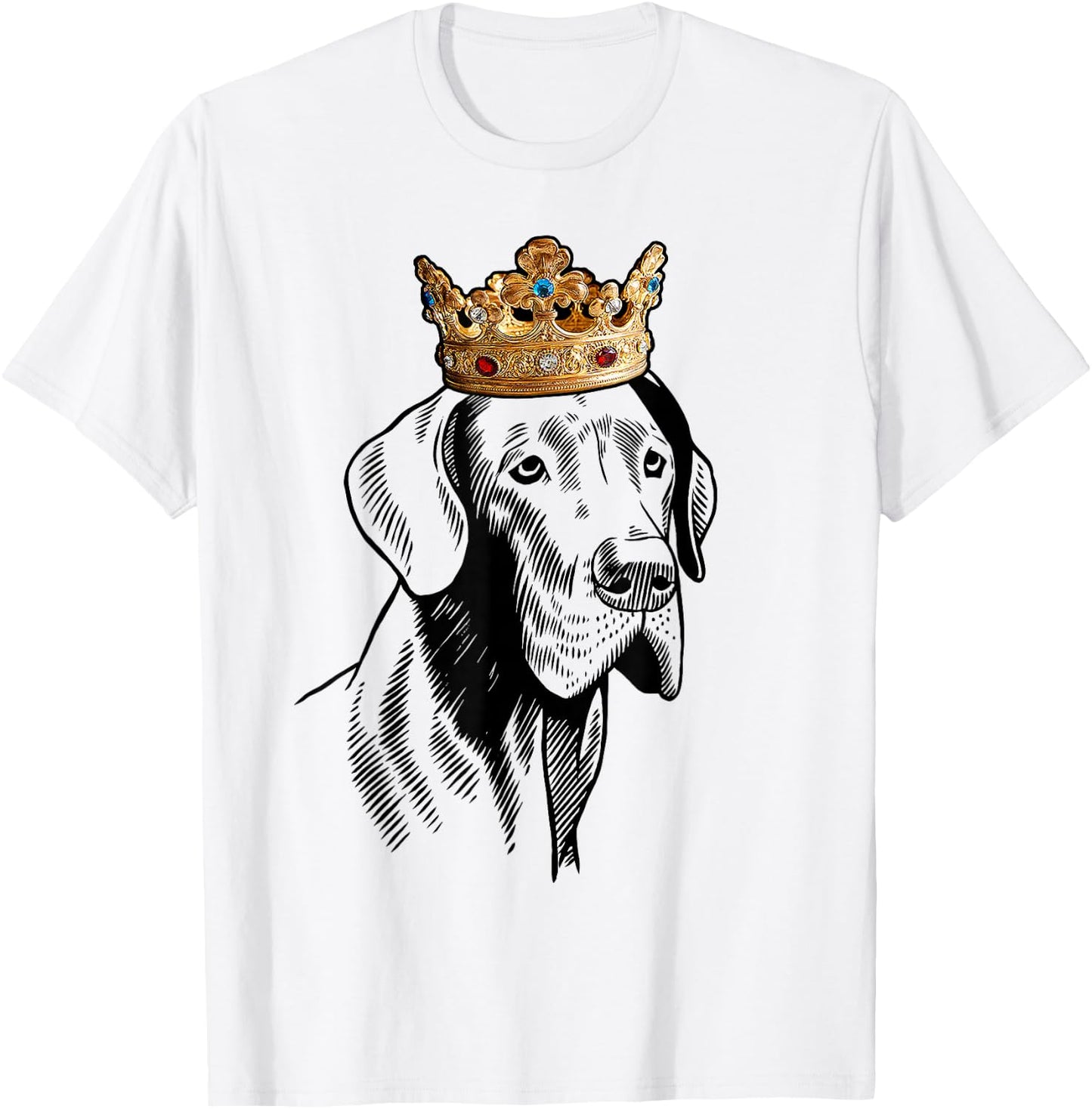 Great Dane Dog Wearing Crown T-Shirt - T-Shirt | White