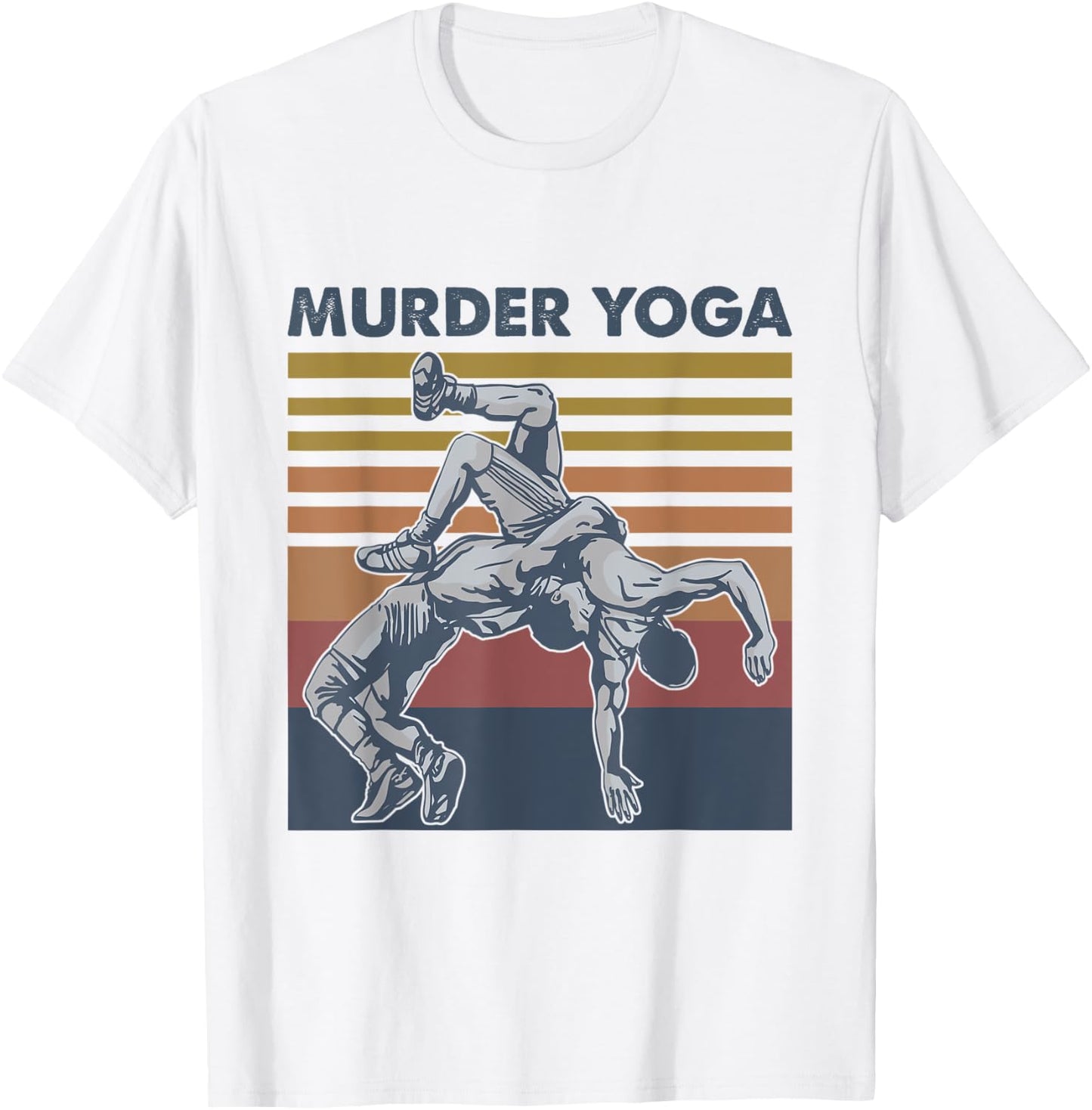 Murder Yoga Vintage Retro Funny T-Shirt - T-Shirt | White