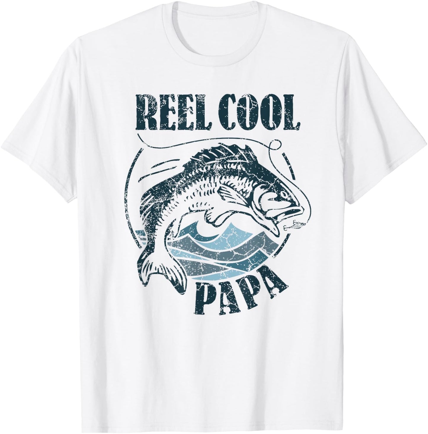 Reel Cool Papa Fishing Dad Gifts Father's Day Bass Fisherman T-Shirt - T-Shirt | White