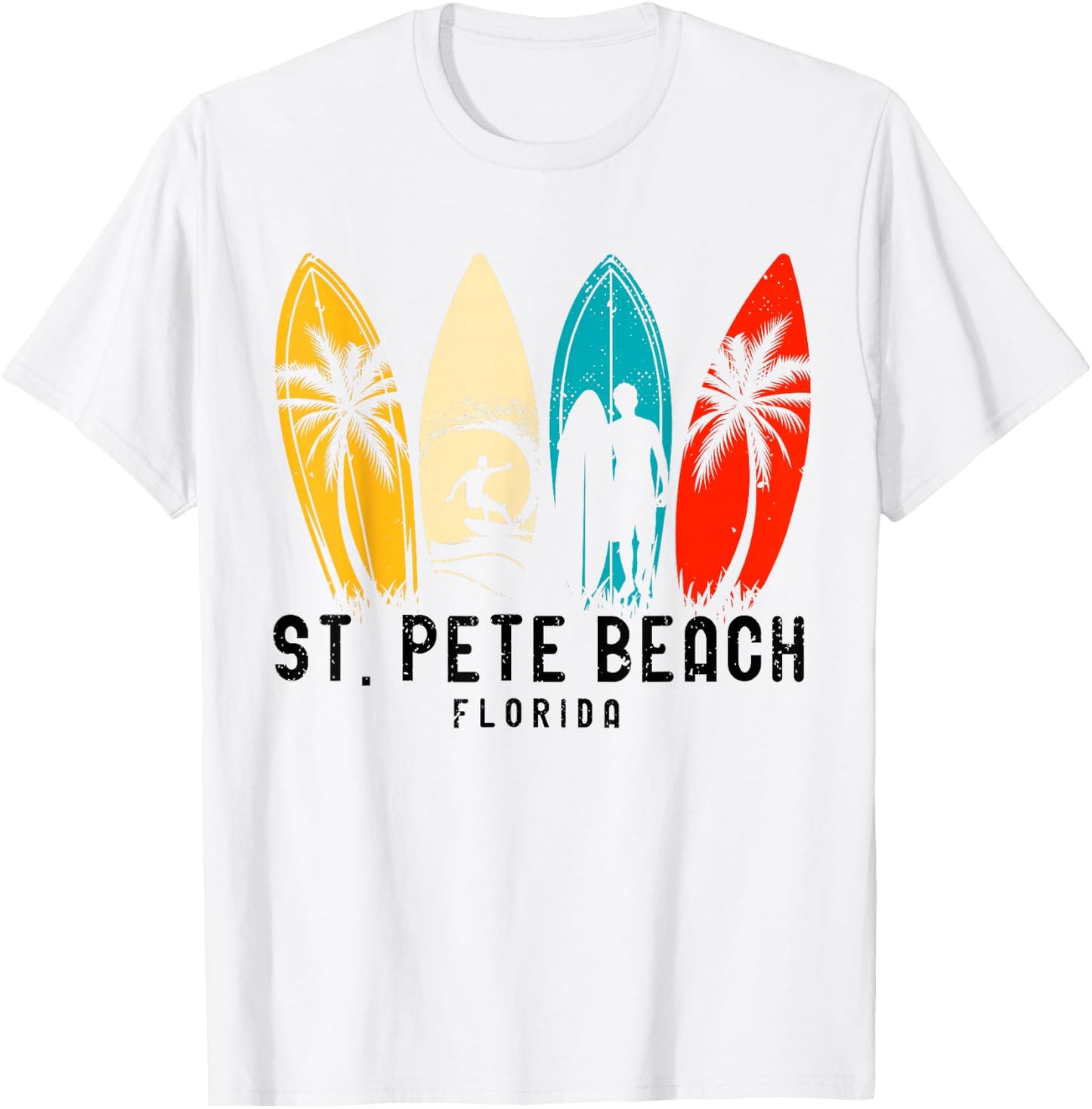 Vintage St Pete Beach Florida Surfboarder T-Shirt - T-Shirt | White
