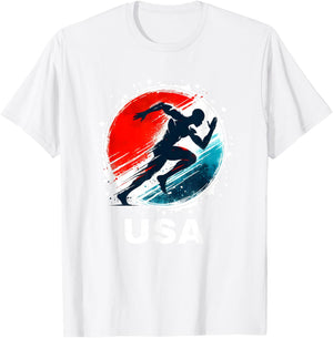 Track & Field USA Go USA Running USA Flag Track Field T-Shirt - T-Shirt | White