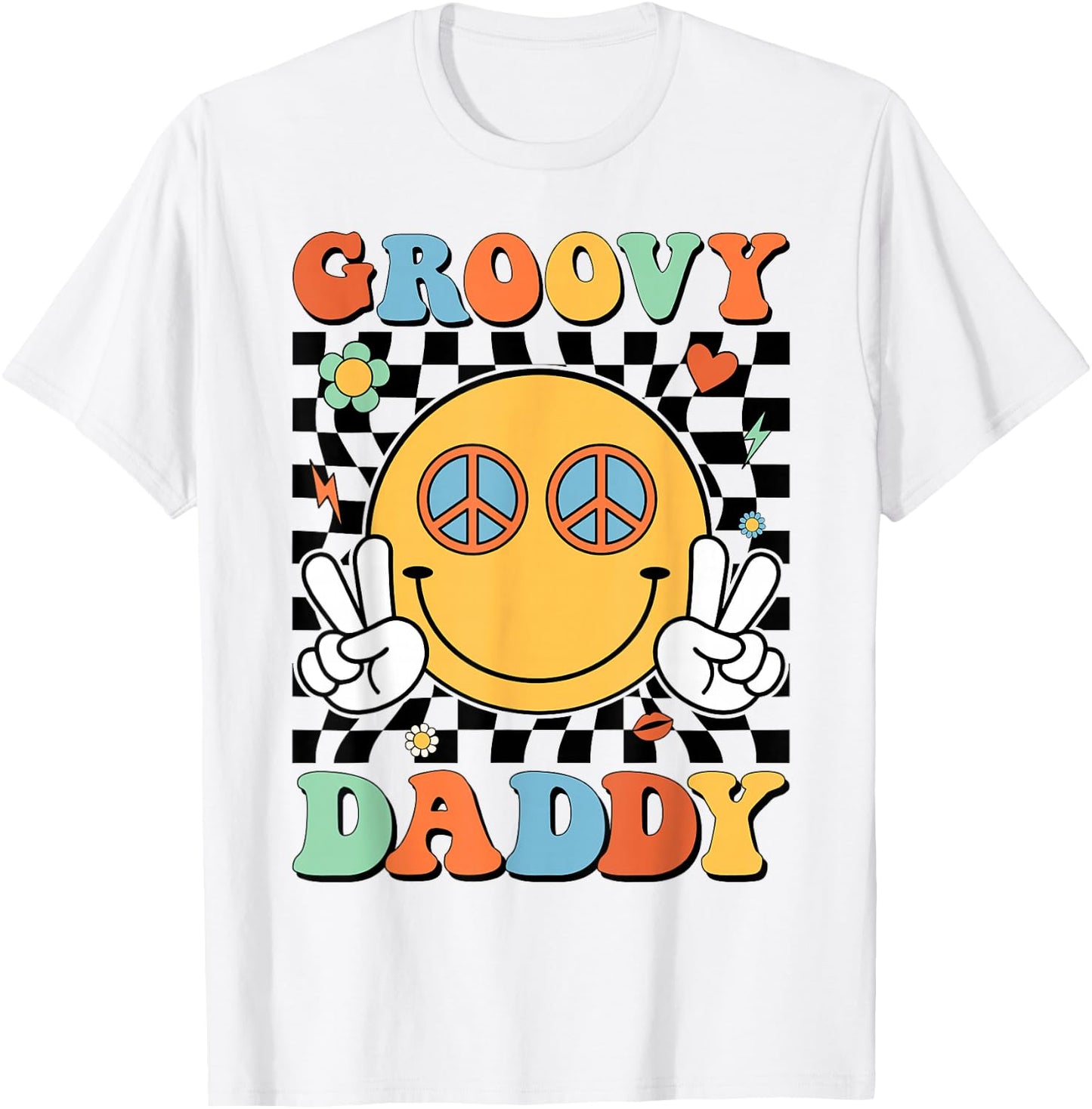 Groovy Daddy Matching Family 70s 80s Retro Hippie Costume T-Shirt - T-Shirt | White