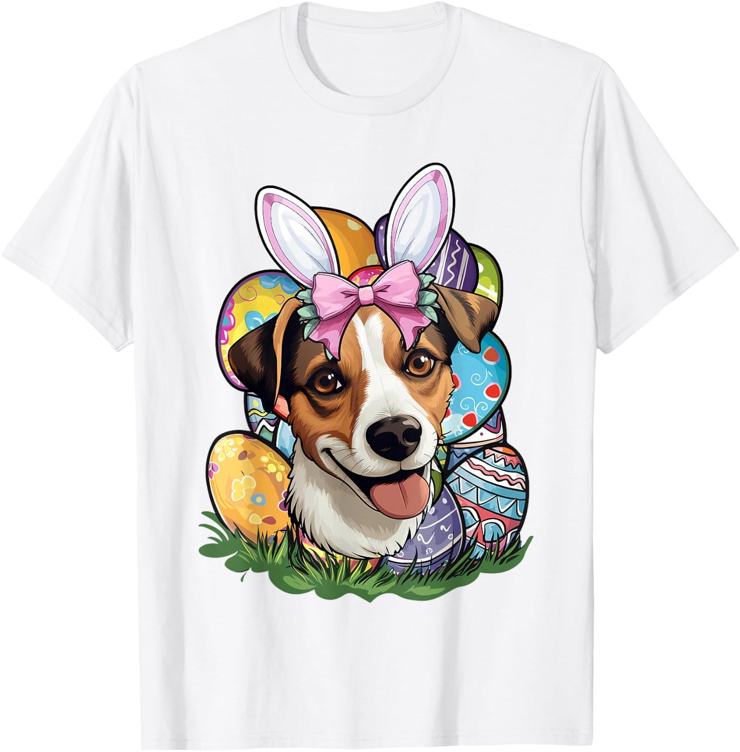 Funny Easter Bunny Jack Russell Terrier T-Shirt - T-Shirt | White