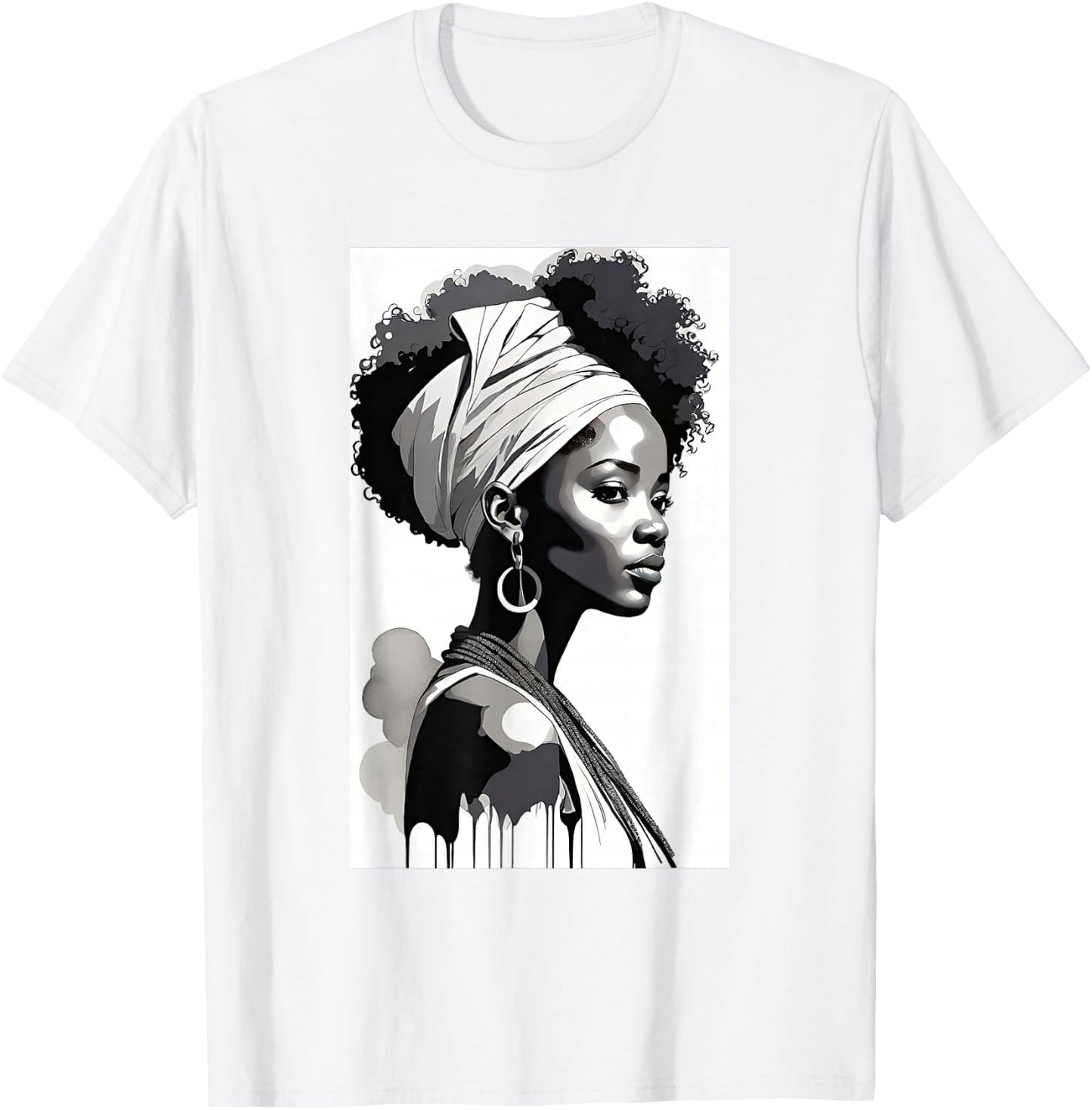 Afro Women Artwork African Women Graphic T-Shirt - T-Shirt | White