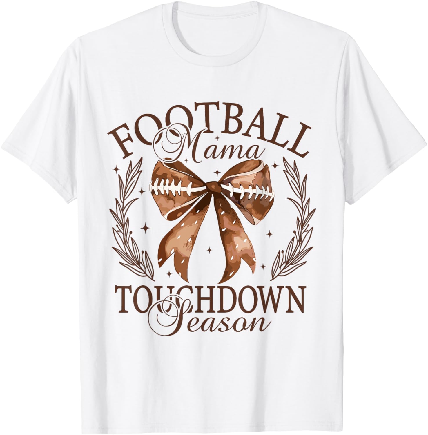 Football Mama Fall Coquette Thanksgiving Touchdown Season T-Shirt - T-Shirt | White