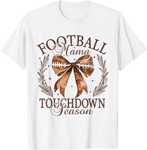 Football Mama Fall Coquette Thanksgiving Touchdown Season T-Shirt - T-Shirt | White