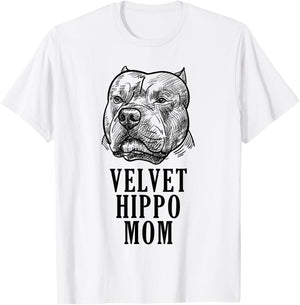 Velvet Hippo Mom Pitbull Dog Owner American Bully Pitbull T-Shirt - T-Shirt | White