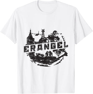 PUBG Erangel Logo - Men's Grey Cotton Polyester Blend Short Sleeve Classic Fit Collarless - Small T-Shirt - T-Shirt | White
