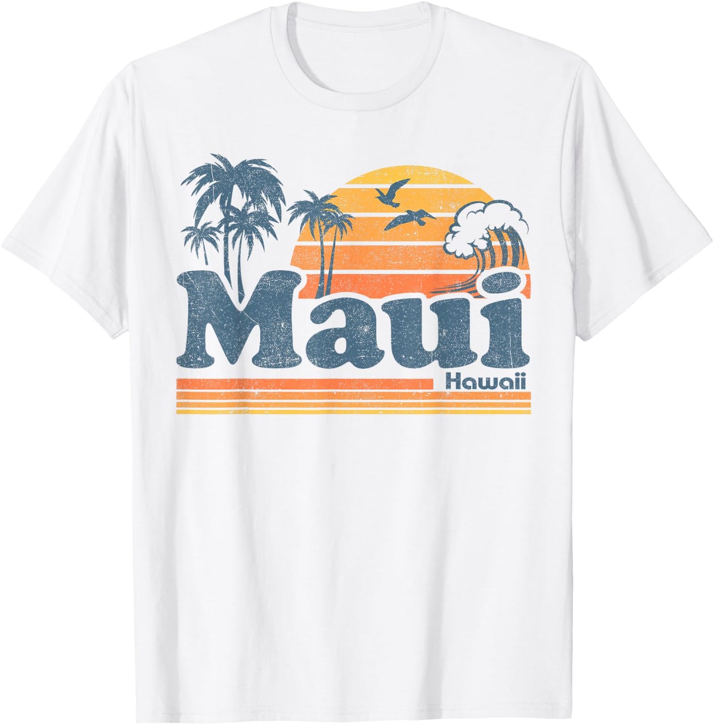 Maui Hawaii Vintage Surf Beach Surfing 70's Retro Hawaiian T-Shirt - T-Shirt | White