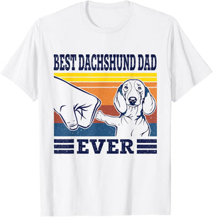Best Dachshund Dad Ever Dog Vintage Animal Lovers Gifts T-Shirt - T-Shirt | White